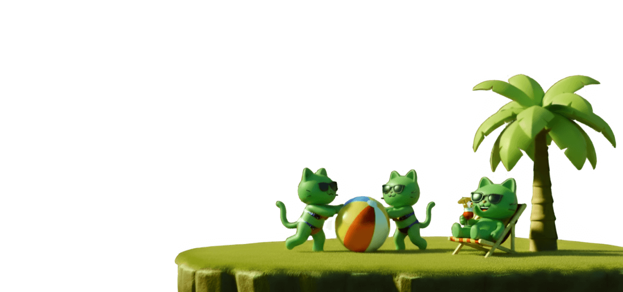 Miao cats relaxing on a tropical island